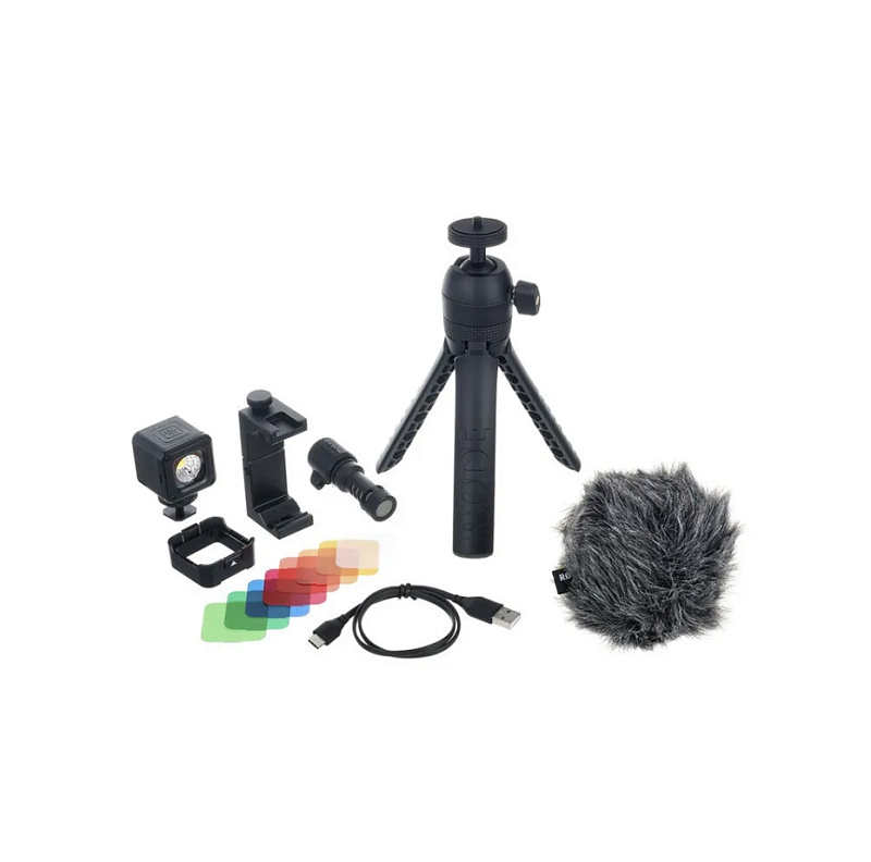 Фото Комплект RODE Vlogger Kit iOS edition ORANGE c оранжевой меховой ветрозащитой