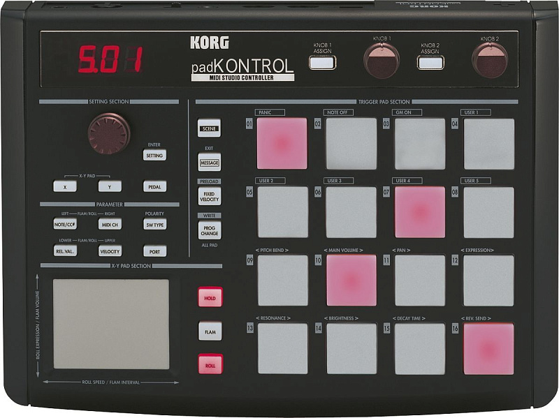 Фото KORG PADKONTROL KPC-1 BK миди-контроллер для программирования ударных, цвет ч рный