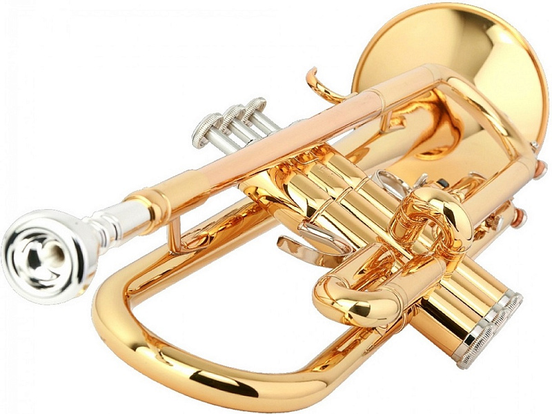 Фото Yamaha YTR-2330 труба Bb стандартная модель, средняя, yellow brass, лак - золото