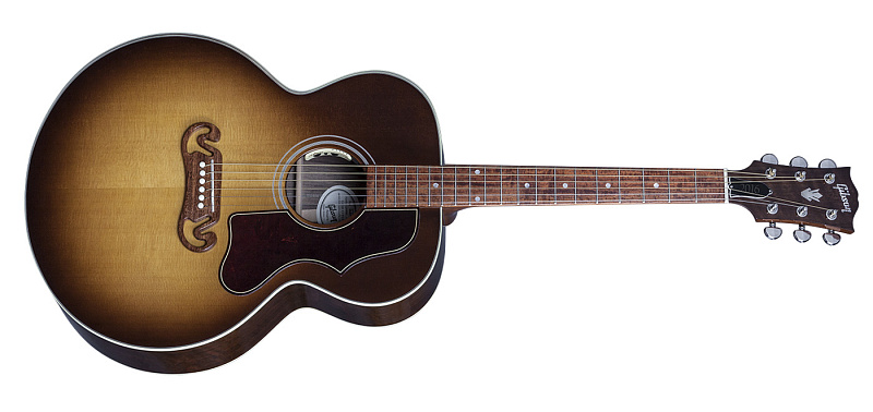Фото GIBSON SJ-100 WALNUT Honeyburst акустическая гитара Super Jumbo со звукоснимателем и кейсом цвет санберст