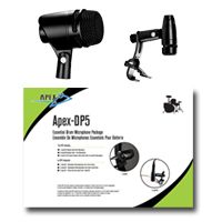 Apex DP5  набор микрофонов для ударной установки ( 1 х Apex 325/ 3 x Apex 326 с крепежами)