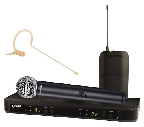 SHURE BLX1288E/MX53 K3E 606-636 MHz двухканальная радиосистема с головным микрофоном MX153 и ручным передатчиком SM58 в магазине Music-Hummer
