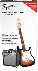 Электрогитара в комплекте FENDER SQUIER Stratocaster Pack Brown Sunburst, Gig Bag, Frontman 10G
