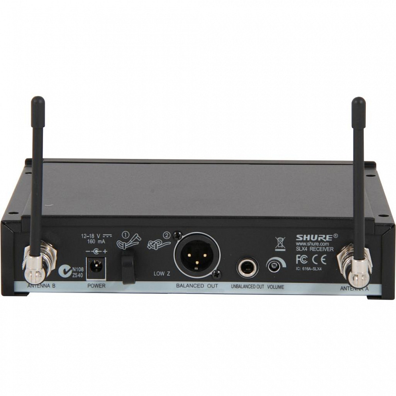 SHURE SLX4LE L4E 638-662 MHz двухантенный приемник для радиосистем серии SLX с логическими выходами и управлением, сканер частот в магазине Music-Hummer