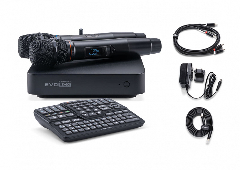 Комплект для караоке Evolution EVOBOX PLUS с микрофонами и саундбаром Black в магазине Music-Hummer