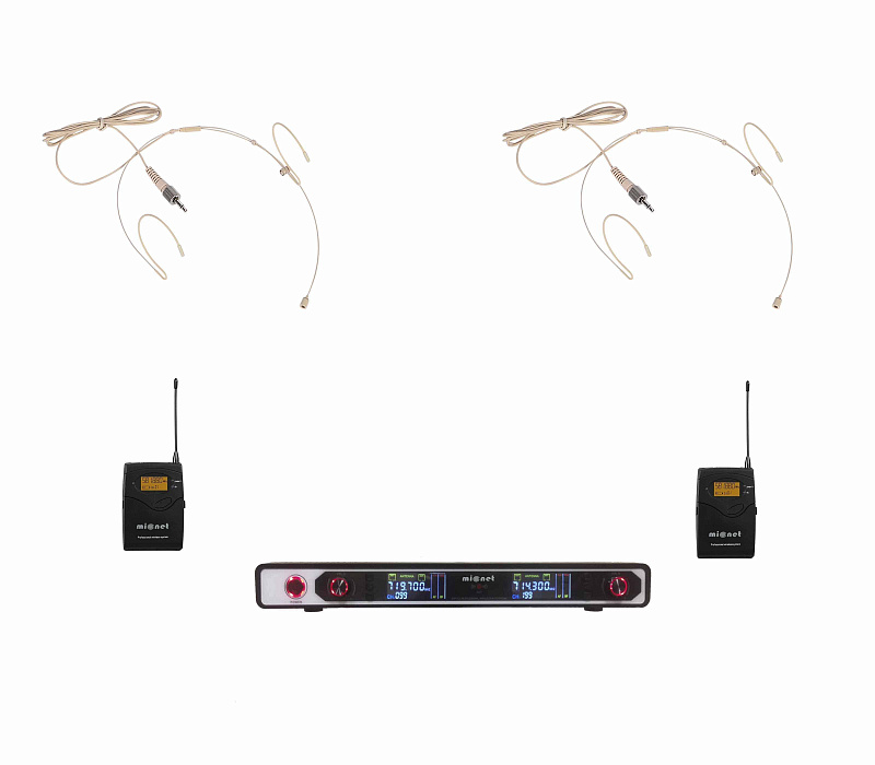 Радиосистема с 2-мя головными микрофонами Micnet Dual head set в магазине Music-Hummer