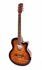 Акустическая гитара, с вырезом, санберст, Caraya F511-BS