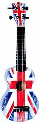 WIKI UK/GB - гитара укулеле сопрано, липа, рисунок "британский флаг", чехол в комплекте