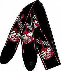 GIBSON ASGG-600 2 WOVEN STRAP W/ GIBSON LOGO-RED ремень для гитары с красным лого, ширина 5 см
