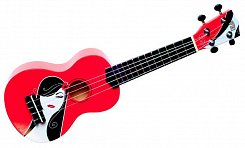 WIKI UK/FATALE - гитара укулеле сопрано липа, рисунок "роковая девушка", чехол в комплекте