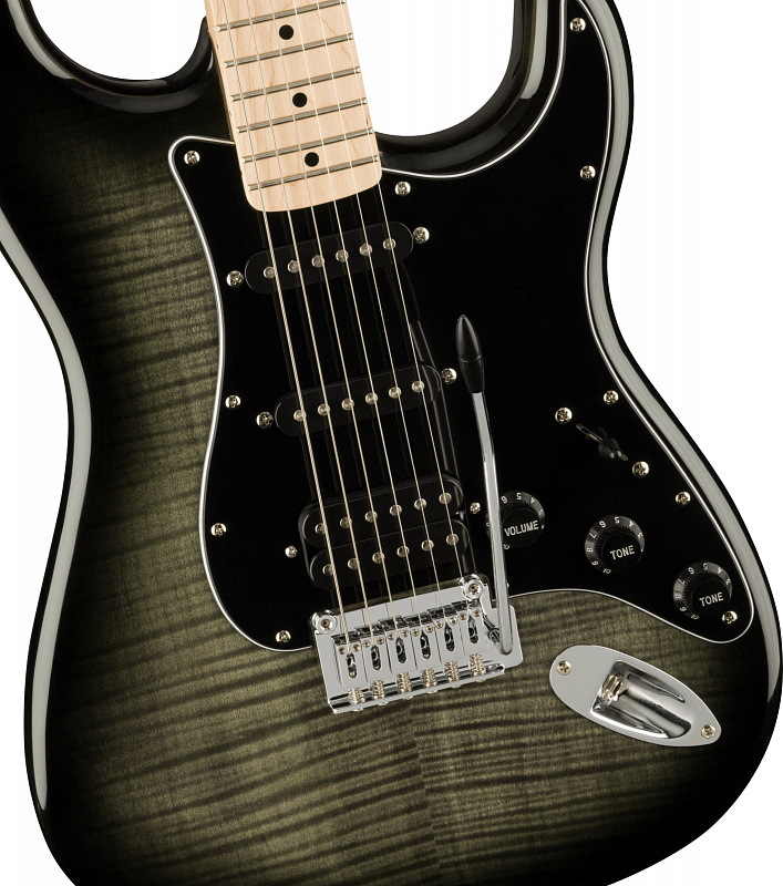 Электрогитара FENDER SQUIER Affinity 2021 Stratocaster FMT HSS MN Black Burst в магазине Music-Hummer